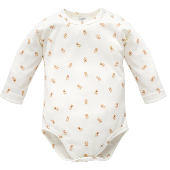 Lovely Day Body z długim rękawem Pinokio - ecru misie