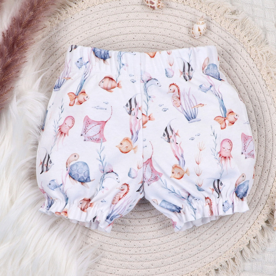 ABN-5489 Underwater World  Szorty niemowlęce Nini– bawełna organiczna, dla dziewczynki