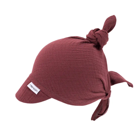 Cotton Muślin Chustka z daszkiem wiązana Makaszka - marsala