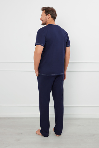 Salomon Piżama Męska krótki rękaw, długie spodnie Italian Fashion - granatowy/niebieski