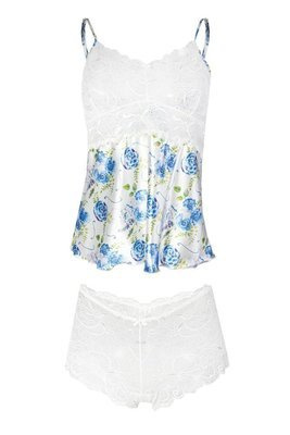 Flowers Komplet piżama damska DKaren DK-KA 003 biały