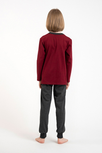 Morten Piżama chłopięca Italian Fashion bordowy/c.melanż