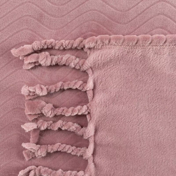 Emma Koc narzuta z frędzlami Eurofirany pudrowy