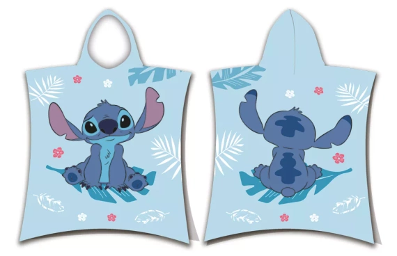 Jf24 Poncho dziecięce Lilo and Stitch Niebieski ręcznik z kapturem Disney Na basen, plażę, do kąpieli Jerry Fabrics
