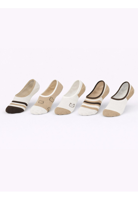 Baleriny damskie Noviti ST092 – bawełniane stopki z silikonem na pięcie beż A