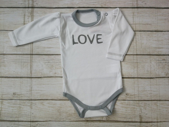 "Love" Body z długim rękawem Terjan - biały