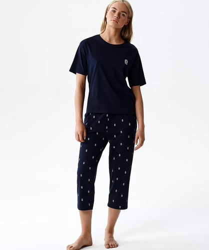 Piżama damska Atlantic NLP-511 bawełna 100% komfort 3/4 granatowa