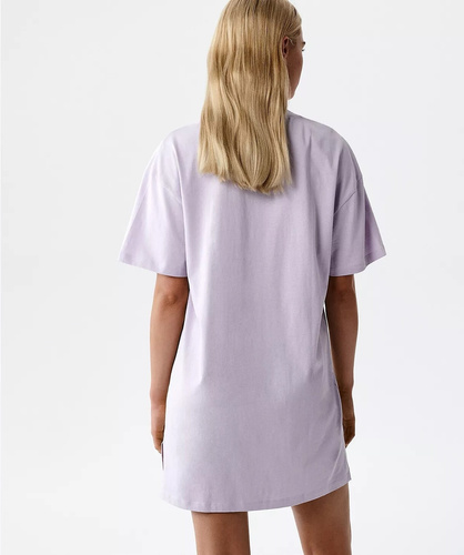 Koszula nocna NLD-001 100% bawełna, krótki rękaw liliowa