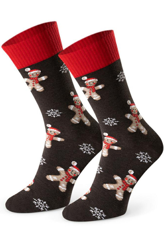 Art.136 Skarpety świąteczne męskie Steven melanż brązowy 170– wzory bożonarodzeniowe, bawełna
