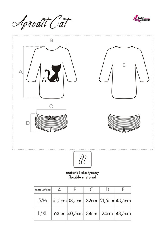 Aprodit Cat 0104 Piżama damska LivCo Corsetti Fashion