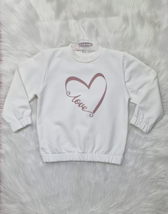 Love Heart Bluza dziecięca Bambarillo ecru – dzianina dresowa, bawełna z elastanem