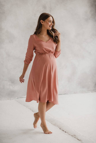 Lovely Dress Midi rękaw 3/4 sukienka ciążowa i do karmienia Milk&Love herbal rose