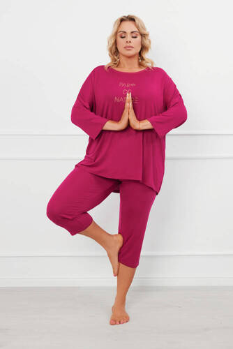 Natura Piżama Damska 3/4 Italian Fashion - wino