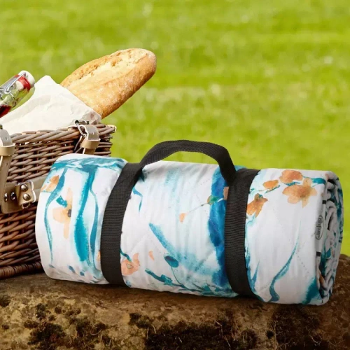 Kwiaty Koc piknikowy Eurofirany turkusowy