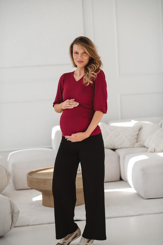 Szerokie Spodnie Ciążowe Wide Flow Milk & Love Wide Leg z Pasem 2w1 czarne