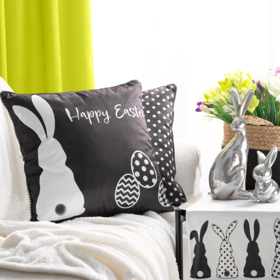 Wiosna 5 Poszewka wielkanocna z welwetu nadrukiem Eurofirany czarny