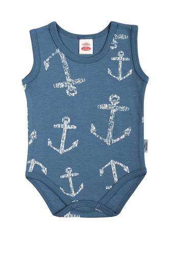 03226RN "BLUE SEA" body niemowlęce ramiączkach Makoma niebieski