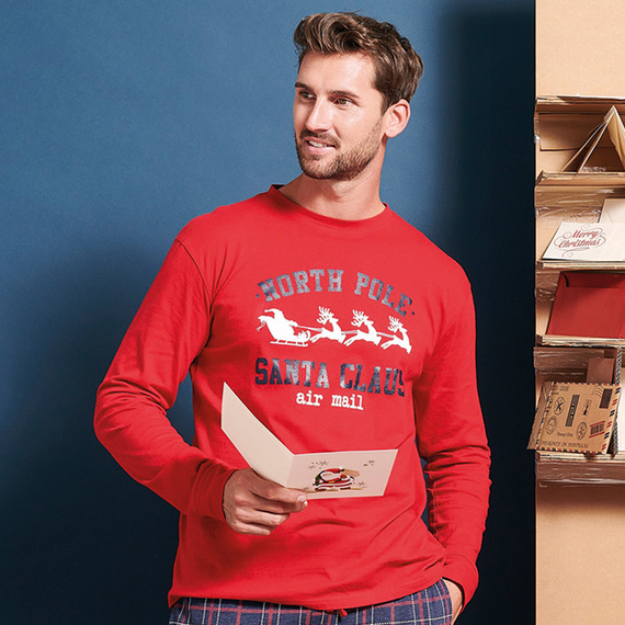 Gioew Piżama męska Sorbetto czerwona – świąteczna, w kratę, wygodna i stylowa