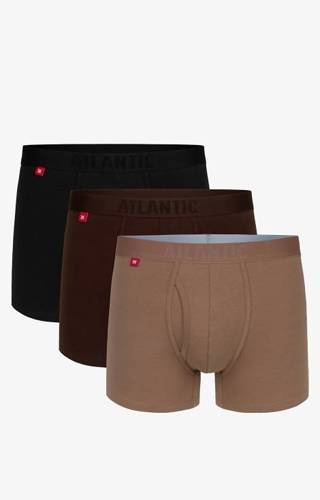 3MH-184 A'3 Bokserki męskie Atlantic czekoladowy-cappucino-czarny