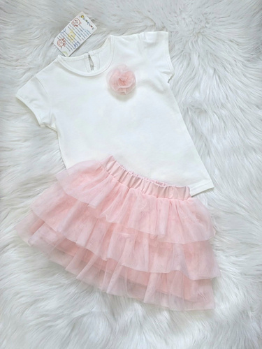 Spódniczka tiulowa Róża Bambarillo lekka elegancka dziewczęca na okazje różowa