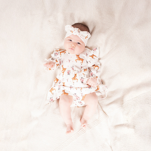 216159 Lala – sukienko-body Nicol, bawełna, długi rękaw, jelonki