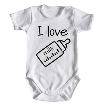 "I love milk" Body krótki rękaw Moocha biały