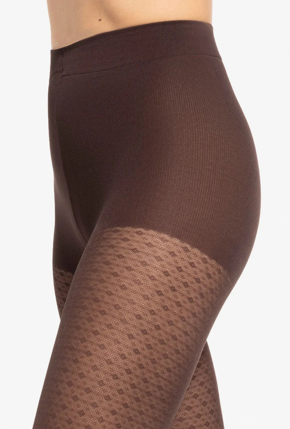 Gatta Wedel wz.03 Rajstopy 40 den – geometryczny wzór, dark choco