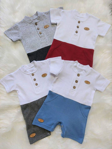 "Mieszko" rampers pajac letni Bambarillo biały-niebieski