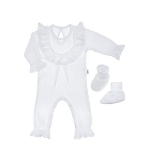 169085 Komplet pajac i butki Nicol  - biały