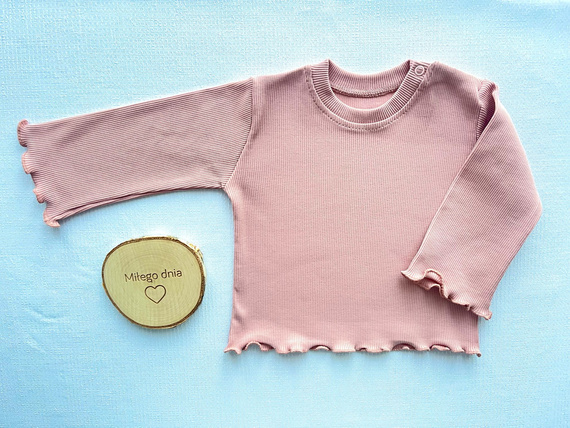 BI003 Bluzka dziewczęca z długim rękawem Mamatti - jasny różowy