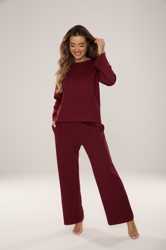 886 Butter Dres damski De Lafense – homewear z dzianiny „masełko”, burgund