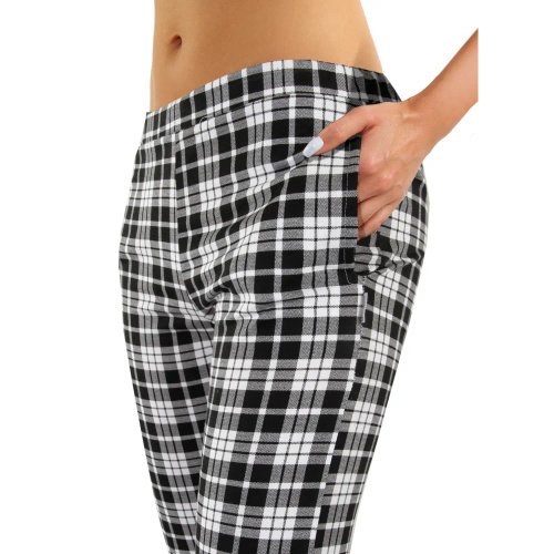 2585/02 Spodnie piżamowe Sesto Senzo krata czarny/biały