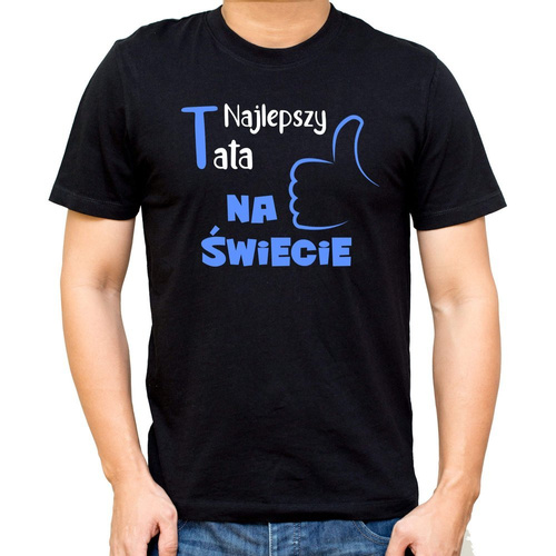 Koszulka dla taty "NAJLEPSZY TATA na świecie" Moocha biały (niebieski napis) 