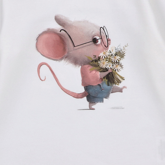 KAR-3008 Bluzka dziewczęca z długim rękawem Lagarto Verde ecru– stylowa, bawełniana, polska produkcja