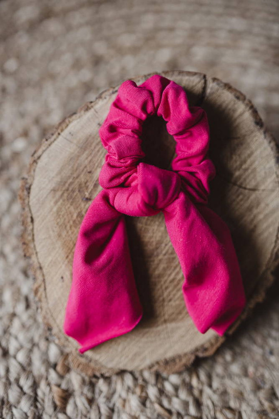 Scrunchie gumka do włosów ze wstążką Milk&Love fuksja