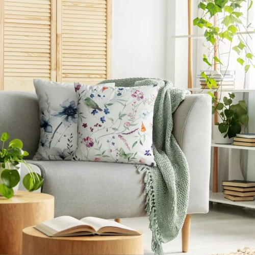 Poszewka 45x45 Mink 36 Eurofirany welur kwiaty dekoracyjna