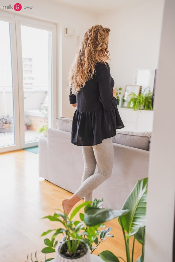 Mother Nature tunika z muślinu organicznego Milk&Love indygo w kropki