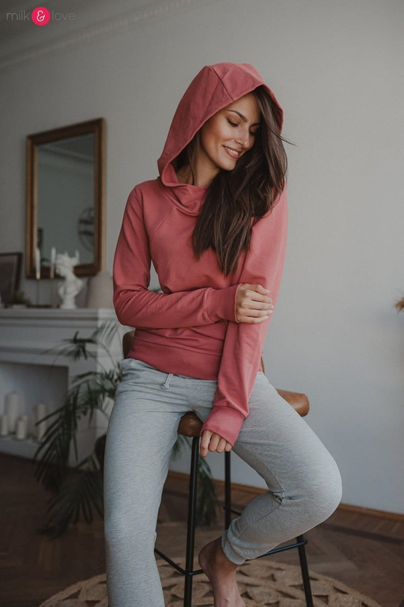 Milk Please bluza do karmienia Milk&Love z kapturem dusty cedar