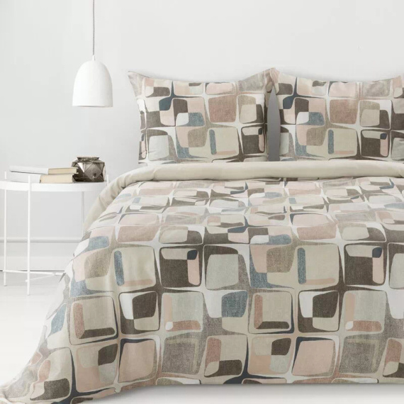 Spring 36 geometria pościel satynowa Eurofirany beżowy