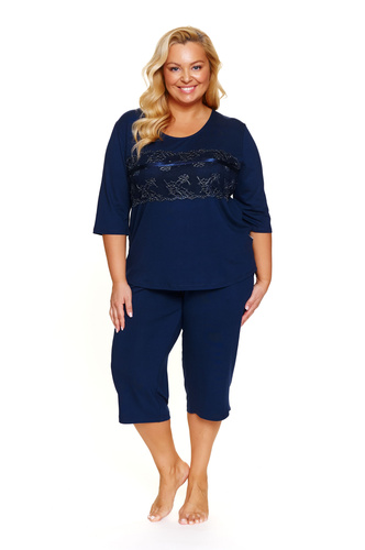 7330 Piżama damska plus size Doctor Nap – elegancja i komfort z wiskozy- navy