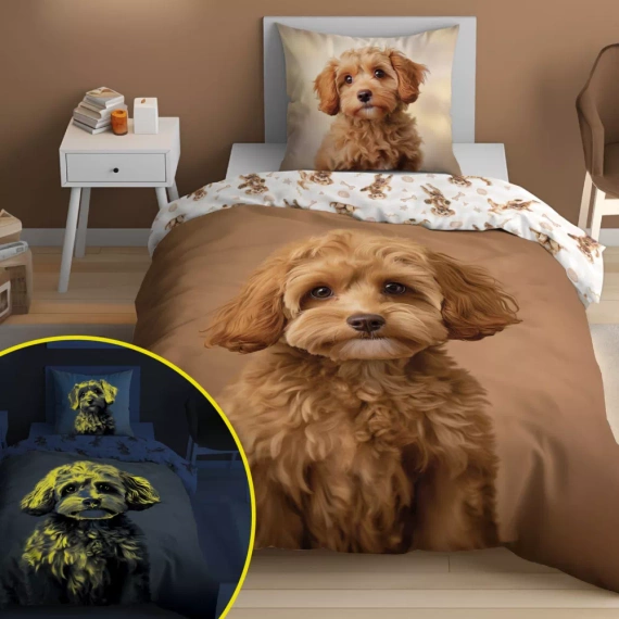 5421 A Rudy Piesek Pościel bawełniana świecąca w ciemności Detexpol 