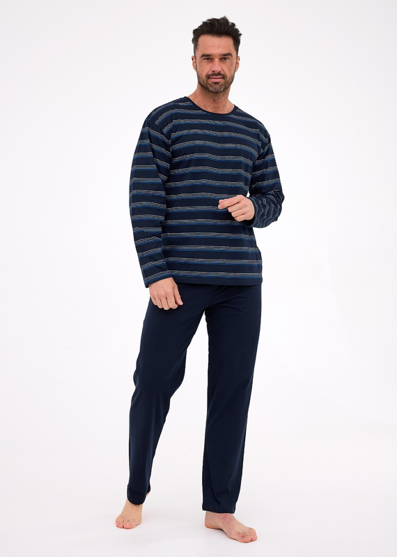 138/56 Piżama męska Cornette Various | Bawełna, paski, długi rękaw, pudełko