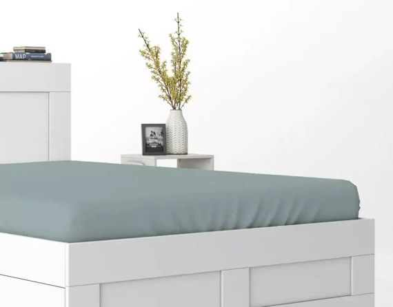 Pure prześcieradło satynowe z gumką jednobarwne Detexpol miętowy