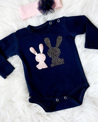 Króliczki Body z długim rękawem Bambarillo granatowy