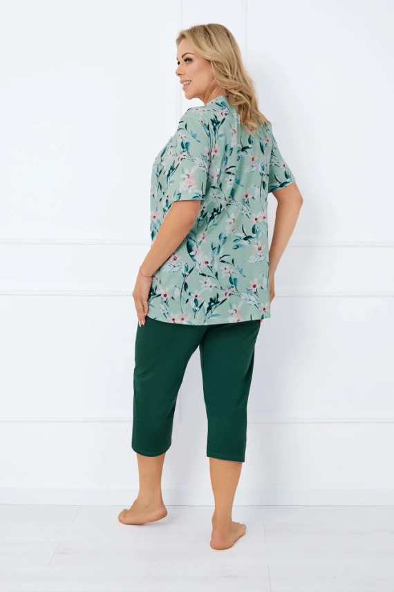 Alwea Piżama Damska krótki rękaw, 3/4 spodnie Italian Fashion - zielony