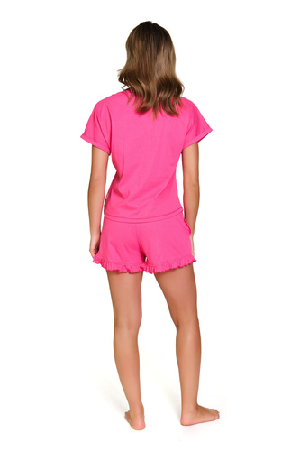 7357 Bawełniana piżama damska Doctor Nap – uroczy komplet z falbankami - peony