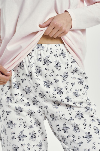 Ella 3450 Piżama damska Taro  różowa bawełna długi rękaw wygodna