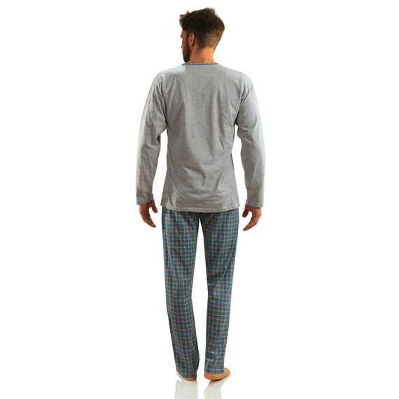 Jasiek Piżama Męska długi rękaw długie spodnie Sesto Senso - jasny melanż