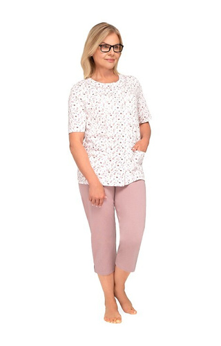 200 Maria I Piżama damska Martel 30 cappuccino – bawełna, rozpinana, krótki rękaw