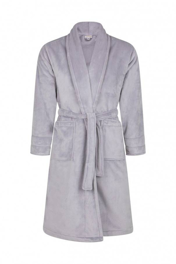 Żona + Korona Szlafrok damski polarowy ByShelly - jasny szary/złoty